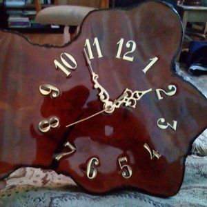 1970s burled wood clock